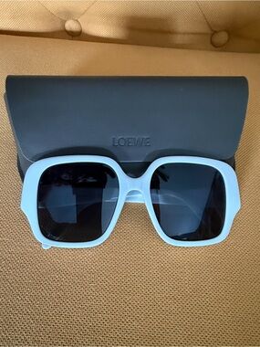 Loewe White Oversized Square Sunglasses with Dark Lenses